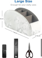 Remote Control Holder with 5 Compartments – [Upgrade Version] PU Leather Remote Caddy Desktop Organizer Store TV, DVD, Blu-Ray, Media Player, Smart Phones, Heater Controllers(Marble white) - color: Marble White