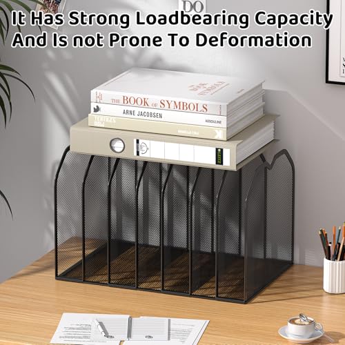 FANXIYQ Black 7-Section File Folder Organizer for Desk – Metal Vertical File Holder, Desktop File Organizer Vertical Stand, Letter/A4 Folder Rack, Upright File Sorter, Office Paper Organizer - color: Black, size: 7 Section Upgrade