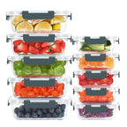 KOMUEE 10 Pack Glass Food Storage Containers, Meal Prep Containers with Lids, Airtight Glass Lunch Boxes, Freezer, Oven, and Microwave Safe - color: Gray