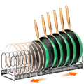 MUDEELA Pots and Pans Organizer Rack for under Cabinet, Expandable Pot Lid Kitchen Cabinet Organizer Holder with 14 Adjustable Compartment Cutting Board Organizer for Pan Lid, Bakeware - style: 14 Dividers-Black