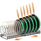 MUDEELA Pots and Pans Organizer Rack for under Cabinet, Expandable Pot Lid Kitchen Cabinet Organizer Holder with 14 Adjustable Compartment Cutting Board Organizer for Pan Lid, Bakeware - style: 14 Dividers-Black