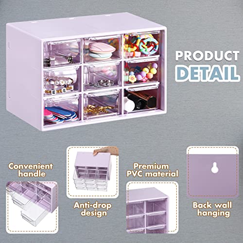 Amyhill 6 Pcs Mini Drawer Organizer Small Organizer with 9 Drawers Plastic Desktop Craft Storage Box for Office Home Room Jewelry Cosmetics Collection(Purple) - color: Purple