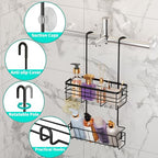 HapiRm Hanging Shower Caddy Organizer - No Drilling Shower Organizer with Inclined Shelf, Rustproof & Waterproof 304 Stainless Steel Bathroom Caddy - Black - color: Black-Inclined Shelf