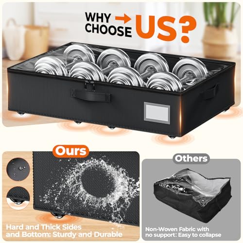 Dayacoco Underbed Storage with Wheels, 2 Pack Under Bed Storage Containers with Clear Lids No Assembly Required, 6.1 inch Rolling Under Bed Storage for Clothes, Shoes - size: 6.1 inch height-black