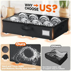 Dayacoco Underbed Storage with Wheels, 2 Pack Under Bed Storage Containers with Clear Lids No Assembly Required, 6.1 inch Rolling Under Bed Storage for Clothes, Shoes - size: 6.1 inch height-black