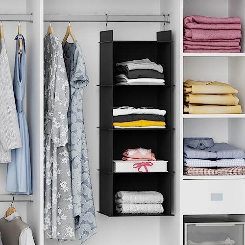 YOUDENOVA Hanging Closet Organizer, 4-Shelf Closet Hanging Shelves, Black - color: Black, size: 4-Tier