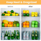 YIHONG Clear Plastic Storage Bins, 8 Pack Pantry Organizer Bins with Handle for Kitchen, Freezer,Cabinet,Closet Organization and Storage(XL) - size: XL(13"L x 7.4"W x 7"H)