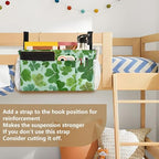 Bedside Caddy Hanging Bunk Bed Caddy Bed Organizer Hanging Pocket with 2 Hooks Bedside Storage Organizer Pocket Bag Holder Green Nature St Patrick Clovers - color: Green Nature St Patrick Clovers
