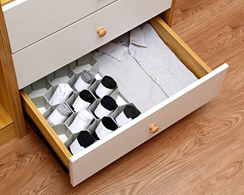 Honeycomb Separator Adjustable Drawer Organizer Divider for Underwear Belt-Scarf Socks Organizer (Grey) - color: Grey