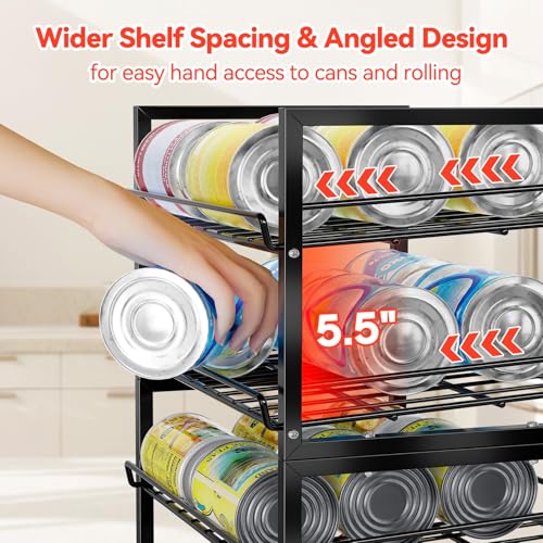SUFAUY Stackable Can Rack Organizer for Pantry, 2 Tier Soda Canned Food Storage Holds Up to 60 Cans, Steel Square Frame Shelves for Storage, 2 Pack - color: Black, size: 12"D x 16.5"W x 11"H