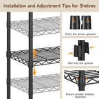 ONBRILL F5 Extra Large Industrial Pipe Clothing Rack, Freestanding Portable Closet Organizer System with Shelves & Hanging Rods, 88.6'' Wide Heavt Duty Clothes Rack, Max Load 1300lbs, Black - color: Black