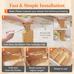 Lifewit 4" High 8 Pack Bamboo Drawer Dividers 31-40cm/12-16 Adjustable Wooden Drawer Organizer for Clothes/Utensils, Expandable Drawer Separator for Dresser/Kitchen/Bedroom/Office Organization - size: 4"H, 12-16"L