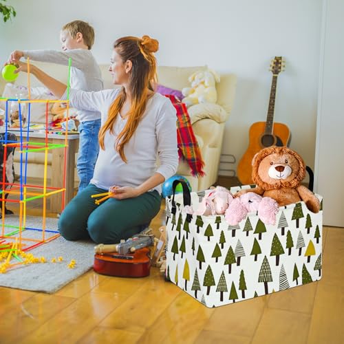 Rec Christmas Tree Print Box Hamper Storage Basket Collapsible Organizer Bin Gift Shelf Baskets for Home and Kitchen Storage - color: cute tree