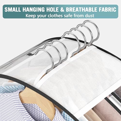 Liuoud Clear Garment Bag for Hanging Clothes 10” Gusseted, (40&50") Suit Bags for Open Closet Storage Plastic Clothes Cover for Coat, Dress, Shirts, Fur, Jacket, Wardrobe Protectors, 4 Pack - color: Clear, size: 40+50 inch