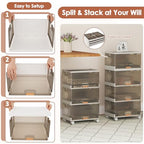 Giantex 4 Tier Stackable Storage Bins with Lids, 18 GalFoldable Shoe Storage Box with Detachable Wheels & Flip-Up Doors, Collapsible Closet Organizers and Storage Bins - size: 18Gal-4Pack