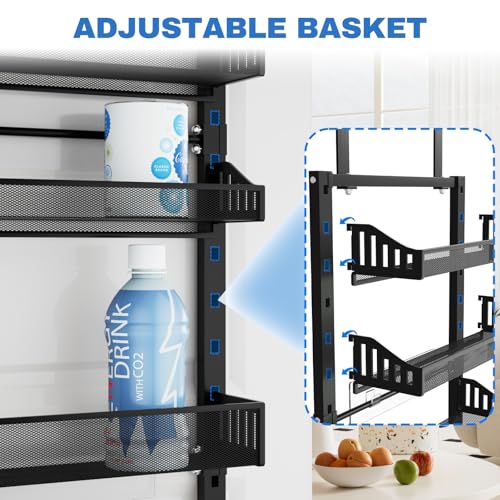 coobest 8-Tier Over the door Spice Rack Organizer, Large Heavy Duty Metal Wall Mount or Over The Door, 2 in 1 Rust-Proof Hanging Storage Shelf for Kitchen Pantry, Bathroom, Laundry Room, Closet - color: Black