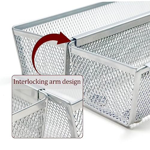 4PCS Drawer Organizer for Kitchen,Utensil Mesh Drawer Organizer with Interlocking Arm for Cosmetic,Flatware,Pen (9 * 3 * 2 Inches,Grey) - color: Grey(4PCS), size: 9*3*2 Inches