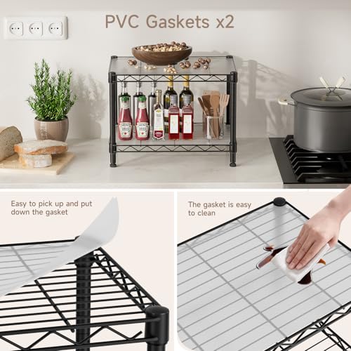 Golpart Small 2 Tier Shelves Storage Wire Shelving Unit Metal Shelf Adjustable Organizers Storage Shelving with Wheels for Bathroom Laundry Room Kitchen Pantry12”D x 18”W x 12.2”H Black - color: Black, size: 2 shelves (12 "D X 18 "W X 12.2 "H)