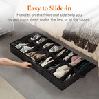 Lifewit Under Bed Shoe Storage Organizer 2 Pack(16 Shoes Cells+4 Boots Cells), 4.3 Inches Profile Fabric Shoes Container Box with Clear Cover, Foldable Storage Bag with 2 Handles, Fits 24 to 40 Pairs - style: 16 Shoes Cells+4 Boots Cells