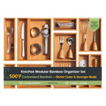keechee Carbonized Bamboo Kitchen Drawer Organizer (Bundle: 10pc Organizers Set) - size: Bundle: 10pc Organizers Set