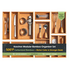 keechee Carbonized Bamboo Kitchen Drawer Organizer (Bundle: 10pc Organizers Set) - size: Bundle: 10pc Organizers Set