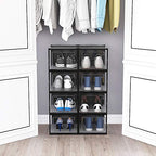 OnDisplay Clik Stackable Interlocking Shoe Box System (Large Clear/Black, Set of 8) - color: Large Clear/Black, size: Set of 8