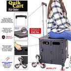 dbest Products Quik Cart Stair Climber Wheeled Rolling Crate Teacher Utility with seat Heavy Duty Collapsible Basket with Handle, 18" D x 17" W x 39" H, Black - color: Black, style: Stair Climber