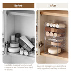 PAVSTINE Medicine Cabinet Organizer with Adjustable Dividers, Clear Vertical Layered Backward Slanting Shelves for Pressed Powder/Lip Gloss/Mascara Storage (5-Tier Gentle Slant) - size: 5-Tier Gentle Slant