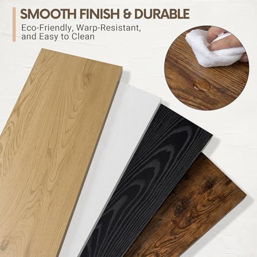 Vivelove 10 Inch Deep Floating Shelves 55 inch Long, 55 x 10 Wide Wall Shelves with Invisible Brackets, for Bedroom Bathroom Living Room Kitchen Office, Farmhouse Home Decor, Set of 2, Rustic Brown - color: Rustic Brown, size: 55”Wx10.2”Dx1.5”H