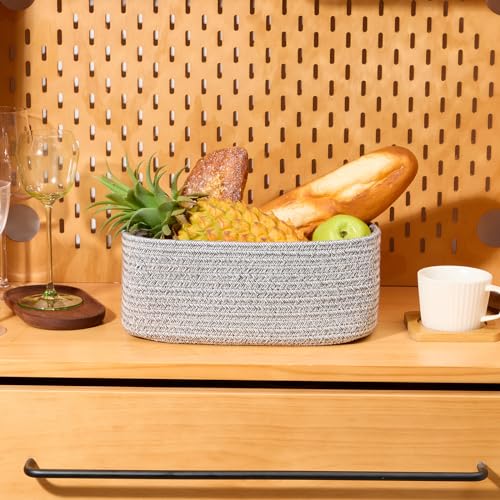 MiniArk Small Storage Baskets for Organizing | Closet Organizer Bins | Shelf Toy Basket | Woven Rope Baskets | Cube Decorative Box | Shallow Basket | 11.5x7.5x4.7” | 3 Packs Mixed Grey - color: Grey, size: 3pcs-L11.5xW7.5xH4.7"