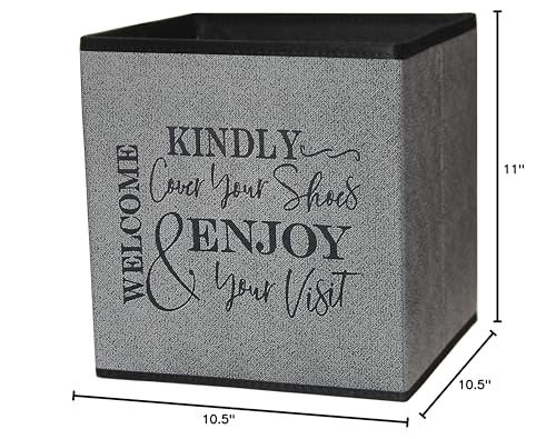 Shoe Cover Box - Welcome Guests to Please Cover Shoes. Indoor Foldable Storage Bin to Fill w/your Favorite Booties. For Homeowner, Real Estate Agent, Realtor Open House Supplies | 1 Grey & Black - color: Grey and Black, size: 1