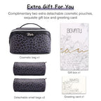 Travel Makeup Bags Organizer for Women: 3 Pcs Set Cosmetic Bag - Large Make up Bag with Compartments - Flat Open Waterproof Leather Toiletry Bags for Skincare, Brushes & Travel Essentials - Purple - color: 04-Purple