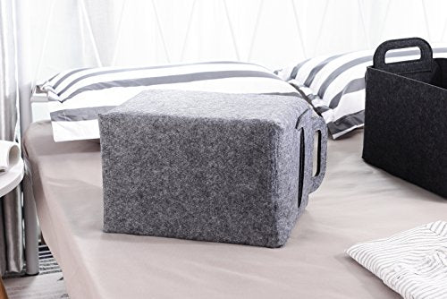 Minoisome Storage Basket Felt Storage Bin Collapsible& Convenient Box Organizer with Carry Handles for Office Bedroom Closet Babies Nursery Toys Laundry (Grey, 13.8inch（L）×9.5inch（W）×8.3inch（H）) - color: Grey, size: 13.8inch（L）×9.5inch（W）×8.3inch（H）