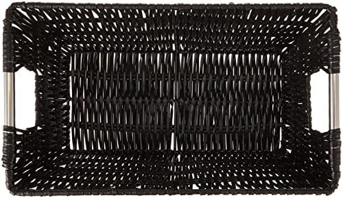 Whitmor 6500-2712-BLK Rattique Small Shelf Black Tote Basket - color: Black, size: 11.4"L x 6.5"W x 4.5"H