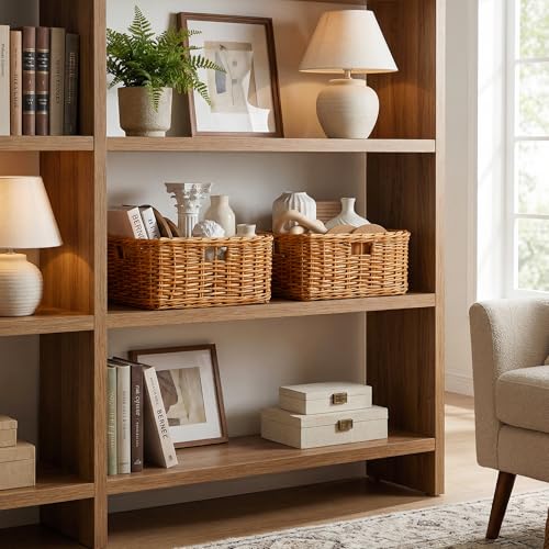 StorageWorks Pantry Baskets, Willow Storage Baskets for Organizing, Shelves, Pantry Organizers and Storage, Brown, 15"L x 11"W x 6 ¾"H - color: Willow(Light Brown), size: 15"L x 11"W x 6 ¾"H