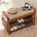 PETKABOO 2 Tier Shoe Bench, Bamboo Shoe Rack Bench, Shoe Storage Bench Organizer for Entryway Hallway Living Room - size: 31.5 in