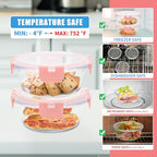 GULFLIN 12 Pack 13oz Small Glass Food Storage Containers with Lids Airtight, Leak-Proof Round Meal Prep Containers Set, Freezer to Microwave Safe, Dishwasher Safe - color: 13oz,Same Size - 12 Pack,Pink Set