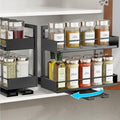 iSPECLE 2 Pack Pull Out Spice Rack - Rotate Peel and Stick No-Drill Vertical Spice Rack Organizer for Cabinet Easy Access Spices, Adjust Height for 4oz to 8oz Spice Jars, Fits Small Pantry Cabinet - color: 2-Pack Black