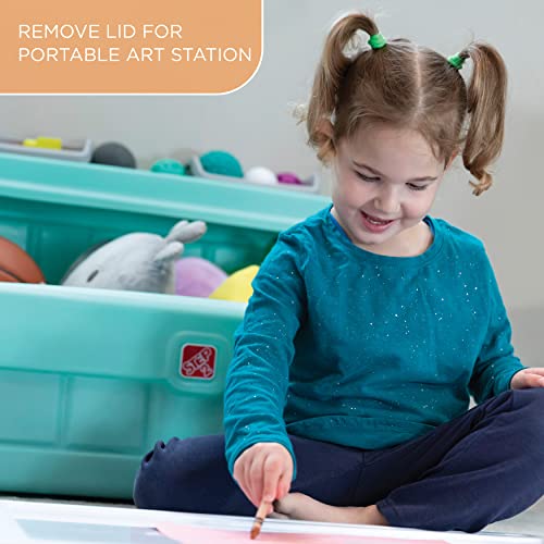 Step2 2-in-1 Toy Box & Art Lid, Kids Toy Storage Bin & Organizer, Easel & Chest in One, Made of Durable Plastic, For Toddlers 2+ Years Old, Mint - color: Mint