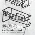 TreeLen Shower Caddy Hanging over Shower Head with 10 Hooks for Razor Large Shampoo Holder Shower Hanger Rack Bathroom Organizer- (Black, 11.8x4.1x24.8) - color: C-Black