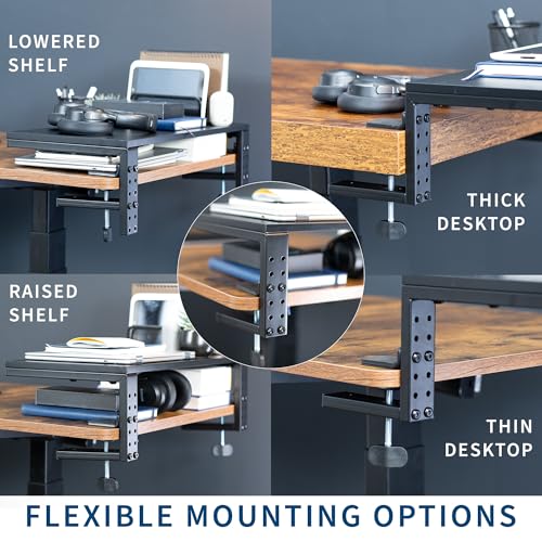 VIVO Clamp-on 15 inch Desk Extension Shelf for Gaming Devices, Ergonomic Computer Monitor and Laptop Riser, Printer Stand, Versatile with Freestanding Feet Included, Desktop Organizer, DESK-SHELF15B - size: 15"