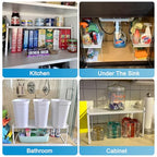 Expandable Cabinet Countertop Shelves, 11" Deep Cabinet Shelf Organizer Riser for Kitchen Pantry Cupboard Under Sink Countertop Organization Storage, Adjustable Metal Organizer Shelf with Nonslip Legs - size: 11"D*(14"~26")W*10“H