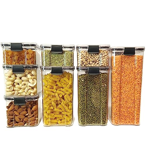 Airtight food storage containers, canisters for countertops, pantry organizers and storage, kitchen organizers and storage- 8Pc