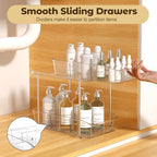 Incostar 2 Tier Pull-Out Organizer for Bathroom Kitchen, Under Sink Storage with Dividers, Ideal for Cabinet, Cupboard Organization, Slide-Out Clear Storage, 2 Pack - style: 2 Pack 2Tier
