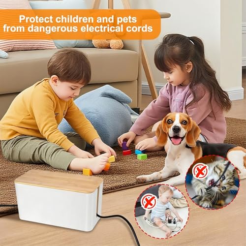 Cable Management Cord Cover Wire Hider Box Concealer Organizer Protector System for Home Theater Entertainment Center Office School (Wood White) - color: Wood White