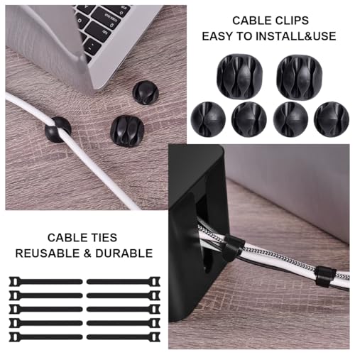 Cable Management Box, 2 Pack Large & Medium Cable Organizer Box with 17 PCS Cable Management Set, Cord Organizer Box to Hide Surge Protector on Desk or Floor (Black) - color: Black