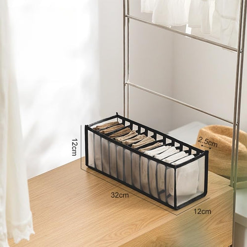 11-Compartment Closet Organizer - Lightweight Drawer Divider for Bras, Underwear & Socks, Durable Storage Box for Wardrobe Organization（Black） - color: Black, size: 11-grid
