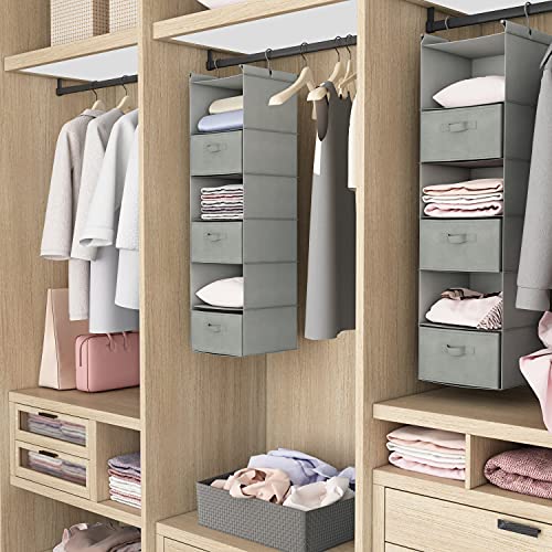 MAX Houser 6 Tier Shelf Hanging Closet Organizer, Closet Hanging Shelf with 2 Sturdy Hooks for Storage, Foldable (Light Grey-D3) - color: Light Grey-d3