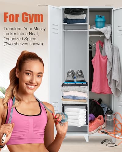 Piffny Locker Organizer Shelf, Adjustable Width and Height, Ideal for School, Office, and Gym Lockers, Pink 2 Pack - color: Pink 2 Pack