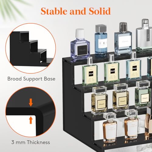 Lifewit Perfume Organizer, Bedroom Decor, Cologne Cupcake Stand, Tool-Free Assembly, Makeup Display Shelf for Vanity Bathroom Counter Storage, Black, 30 cm/12", 2 Pcs - color: Black, size: 12 Inch,2 Pcs